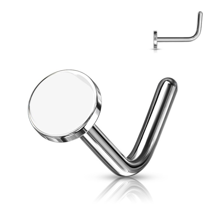 Piercing Nez en L Acier 316L Argenté – Embout Plat Circulaire | Piercing Street