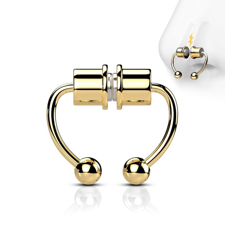 Faux Piercing Septum Magnétique Acier Doré PVD – Fer à Cheval Sans Perçage | Piercing Street