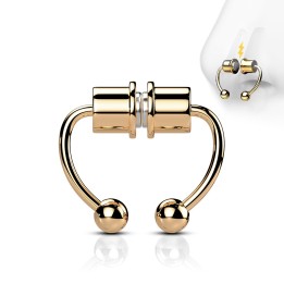 Faux Piercing Septum Magnétique Acier Rose Gold PVD – Fer à Cheval Sans Perçage | Piercing Street