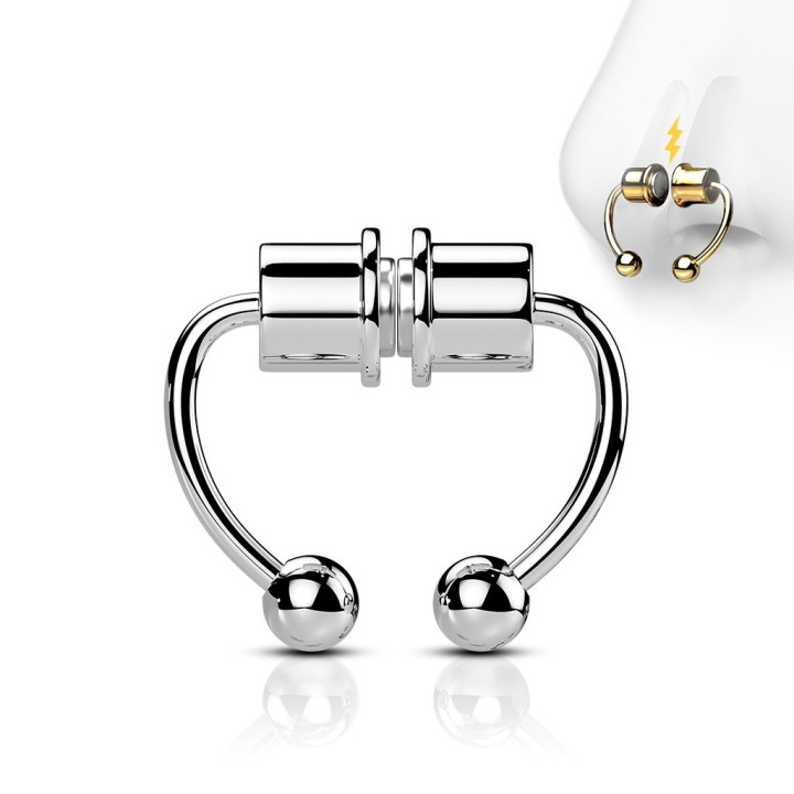 Faux Piercing Septum Magnétique Acier Argenté – Fer à Cheval Sans Perçage | Piercing Street