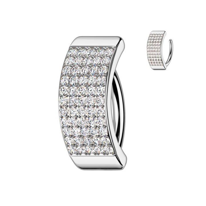 Piercing Nombril Anneau Clicker Argenté – 5 Rangées de Zircons Blancs | Piercing Street