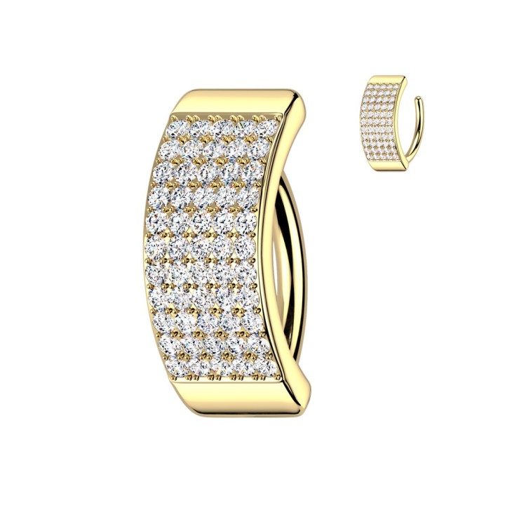 Piercing Nombril Anneau Clicker Doré Or 14K – 5 Rangées de Zircons Blancs | Piercing Street