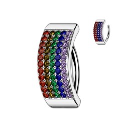 Piercing Nombril Anneau Clicker Argenté – 5 Rangées de Zircons Rainbow | Piercing Street