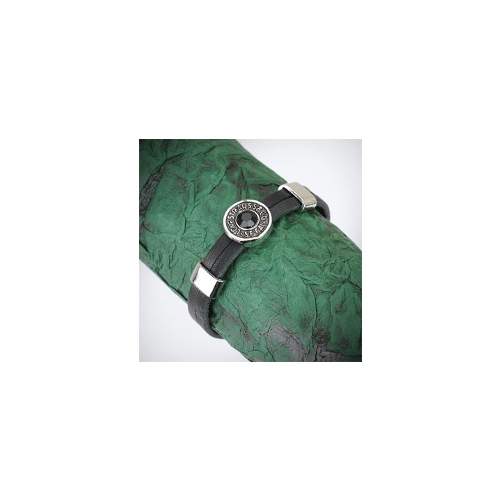 Bracelet cuir noir gemme
