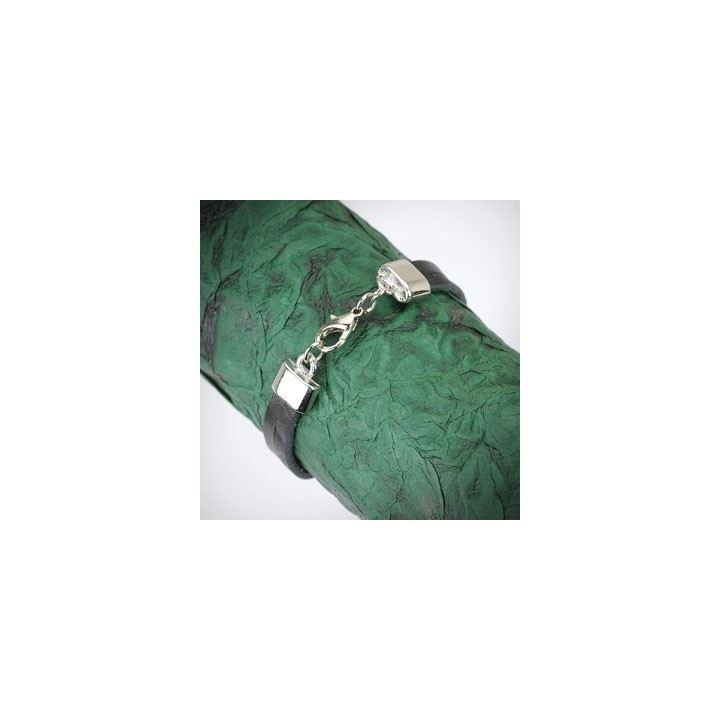 Bracelet cuir noir gemme