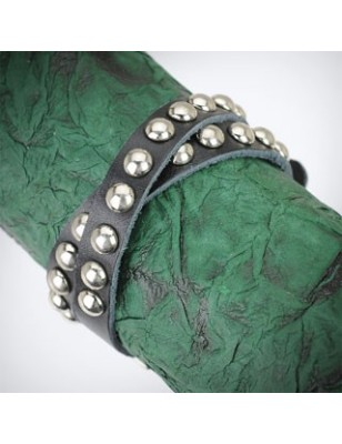 Bracelet cuir noir dômes