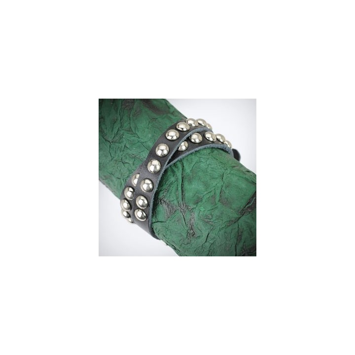 Bracelet cuir noir dômes