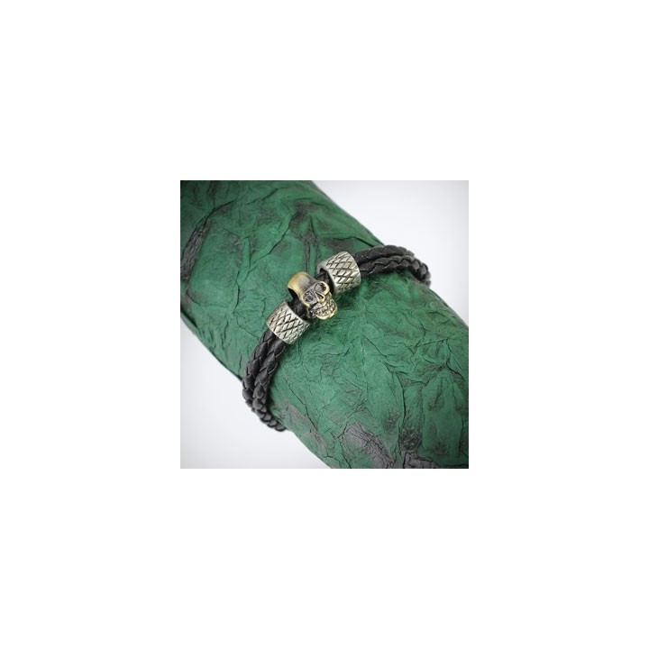 Bracelet homme cuir tête de mort