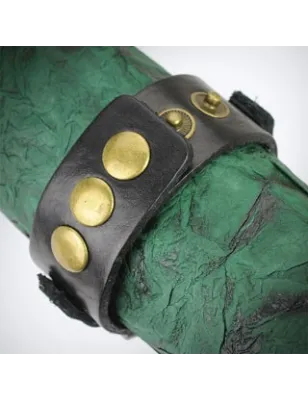 Bracelet cuir noir ceinture vintage