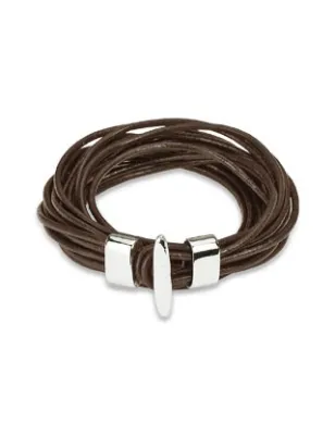 Bracelet cuir marron multiples cordes