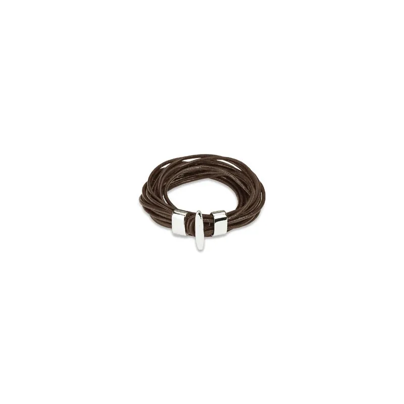 Bracelet cuir marron multiples cordes