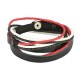 Bracelet cuir noir rouge et blanc