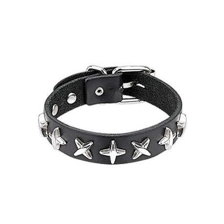 Bracelet cuir noir étoiles ninja
