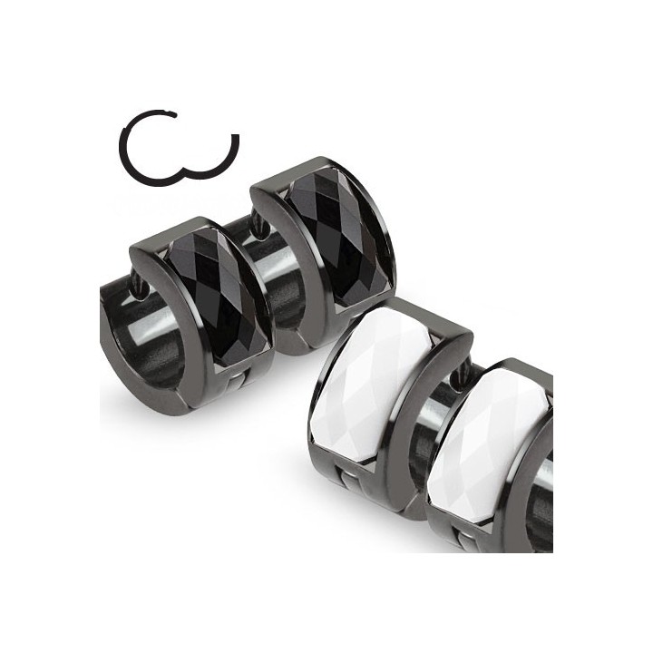 Paire Boucles d'oreille noir gemme à facettes