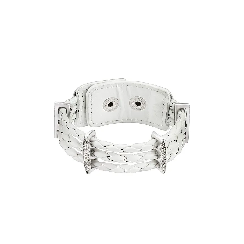 Bracelet femme cuir blanc tressé