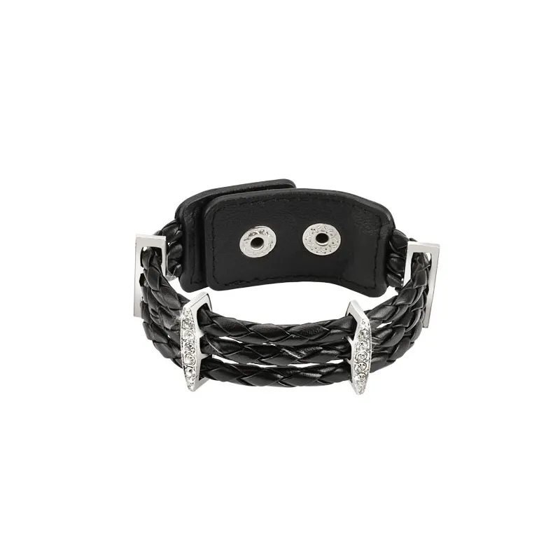 Bracelet femme cuir noir tressé