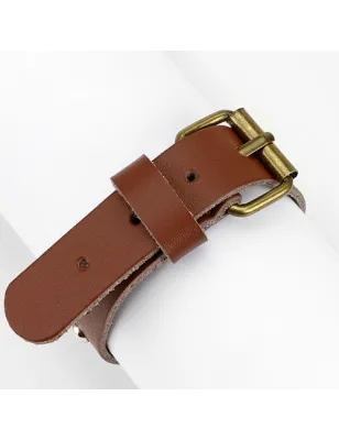 Bracelet femme cuir marron coeur