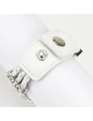 Bracelet femme cuir blanc tressé