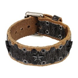 Bracelet cuir marron noir étoiles