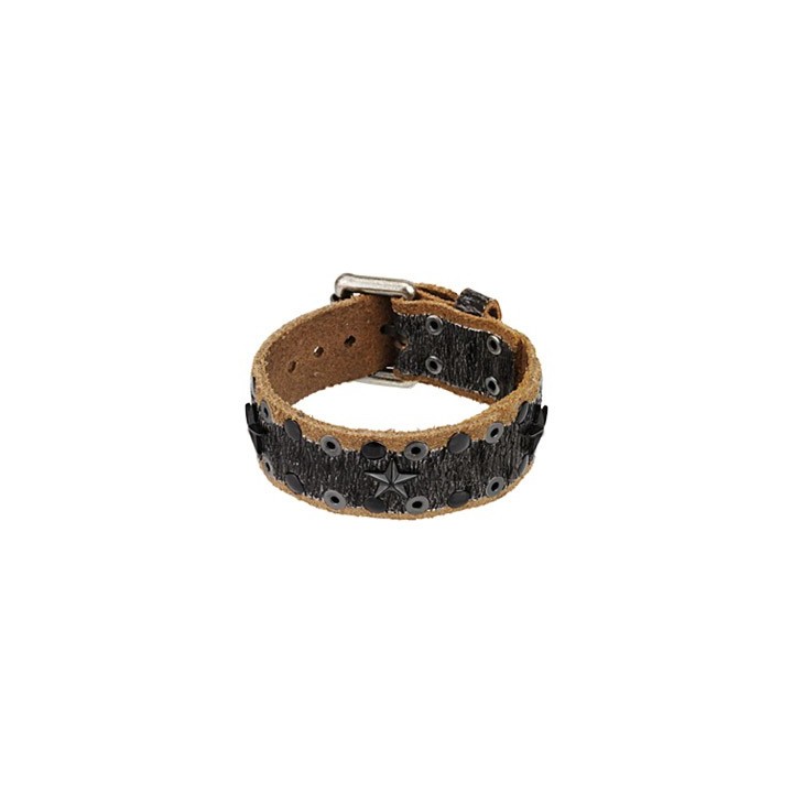 Bracelet cuir marron noir étoiles