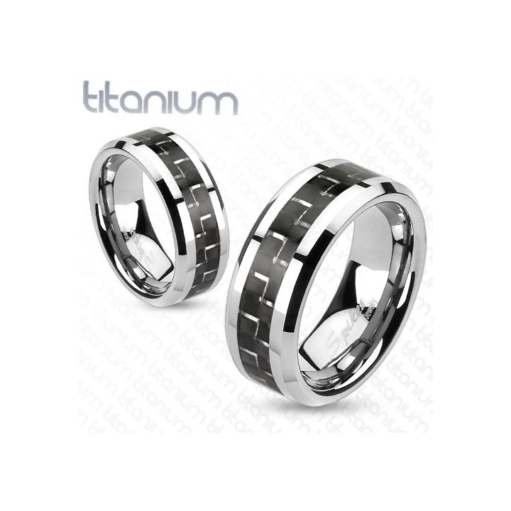 Bague titane fibre de carbone noire