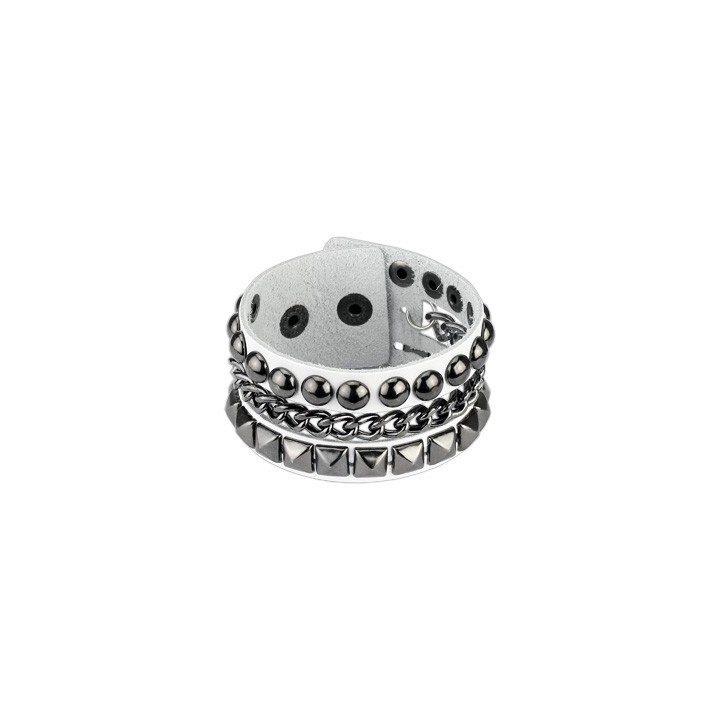 Bracelet femme cuir blanc chaine