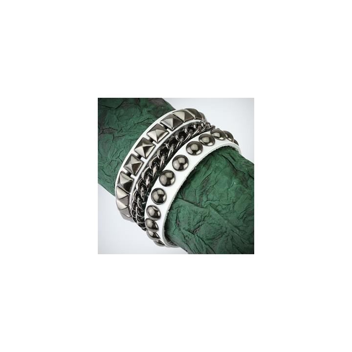 Bracelet femme cuir blanc chaine