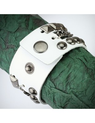 Bracelet femme cuir blanc chaine