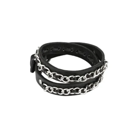 Bracelet cuir noir chaine