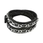 Bracelet cuir noir chaine