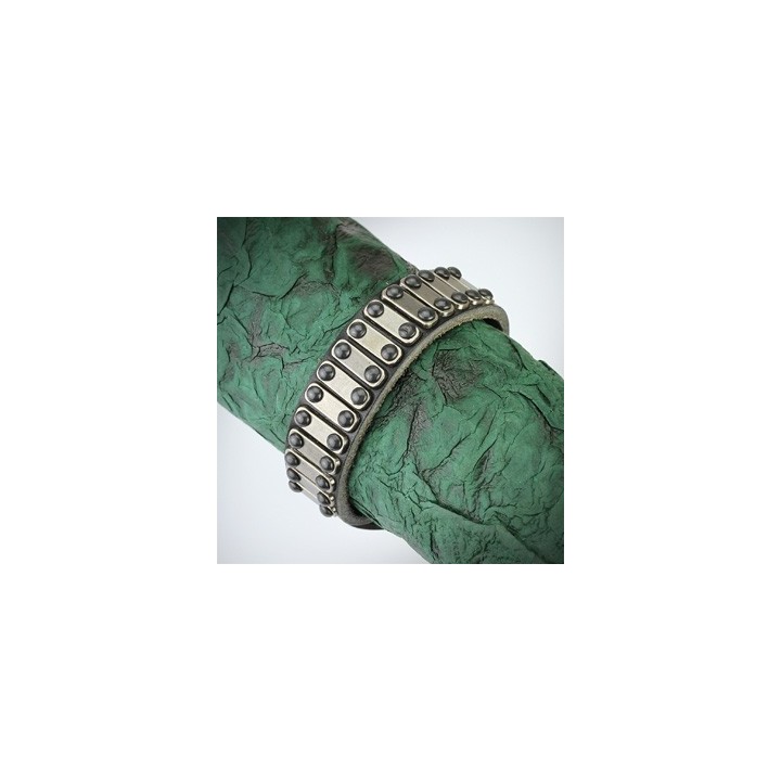 Bracelet cuir noir plaques