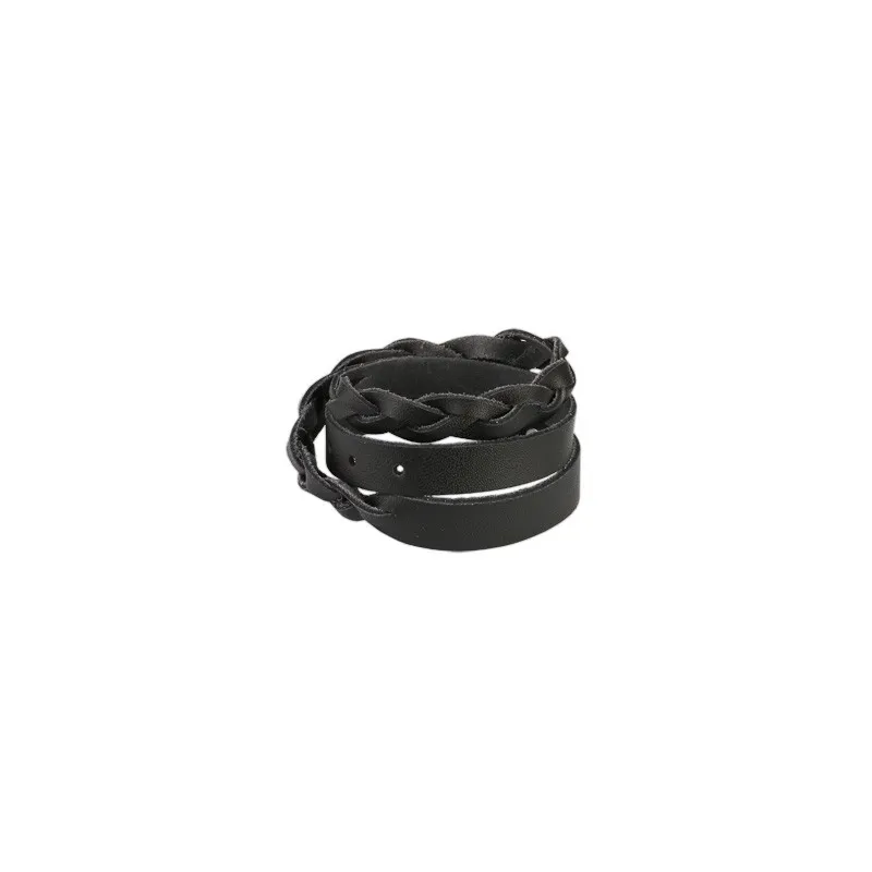 Bracelet cuir noir tressé double