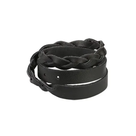 Bracelet cuir noir tressé double