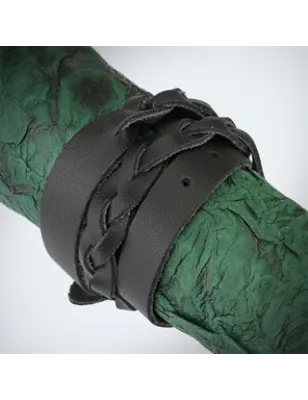 Bracelet cuir noir tressé double