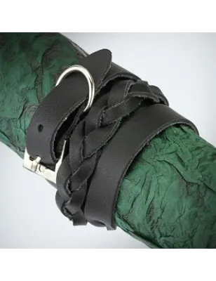 Bracelet cuir noir tressé double