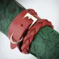Bracelet cuir rouge tressé double
