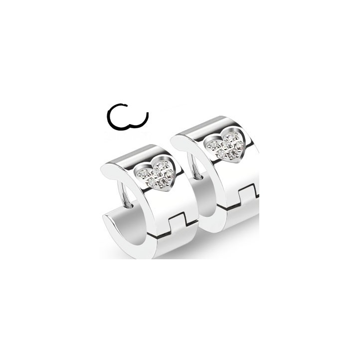 Paire Boucles d'oreille coeur gemmes