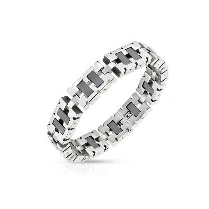 Bracelet acier inoxydable liens rectangulaires