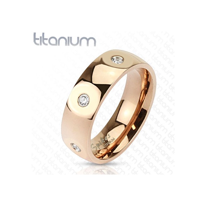 Bague femme titane rosé strass