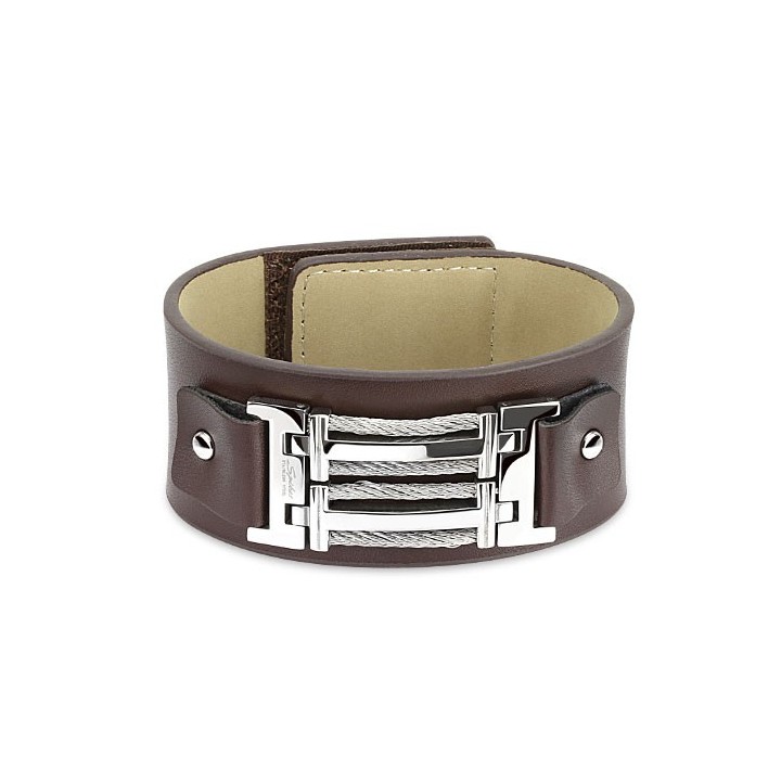 Bracelet homme cuir marron boucle
