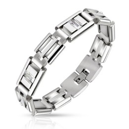 Bracelet acier inoxydable pierres zircon