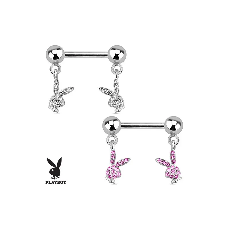 Piercing téton Playboy lapins strass