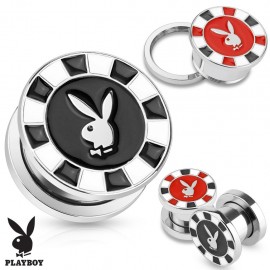 Piercing plug Playboy jeton poker