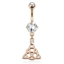 Piercing nombril acier rosé noeud celtique