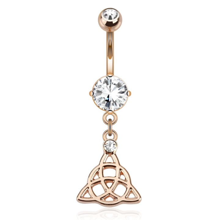 Piercing nombril acier rosé noeud celtique