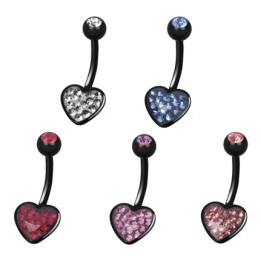 Piercing nombril Crystal Evolution Swarovski Noir Coeur