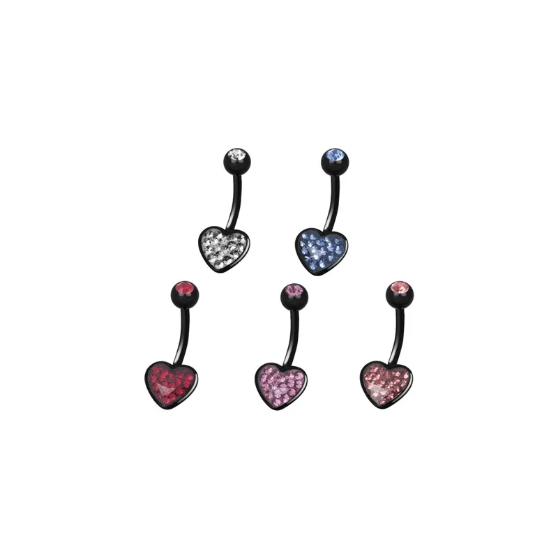Piercing nombril Crystal Evolution Swarovski Noir Coeur