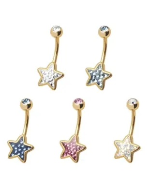 Piercing nombril Crystal Evolution Swarovski Doré Etoile