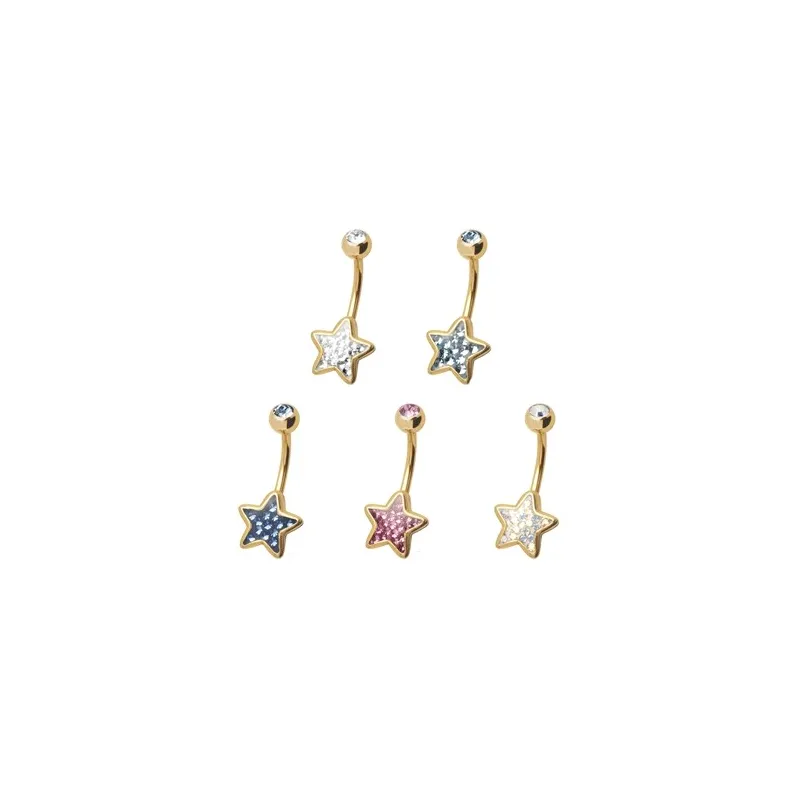 Piercing nombril Crystal Evolution Swarovski Doré Etoile