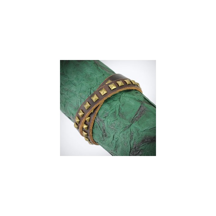 Bracelet cuir marron pyramides